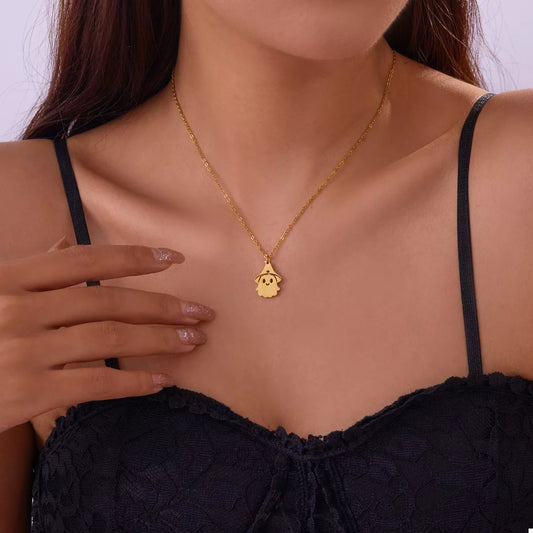 Friendly Phantom ghost pendant necklace in gold by Pinup Girl Clothing