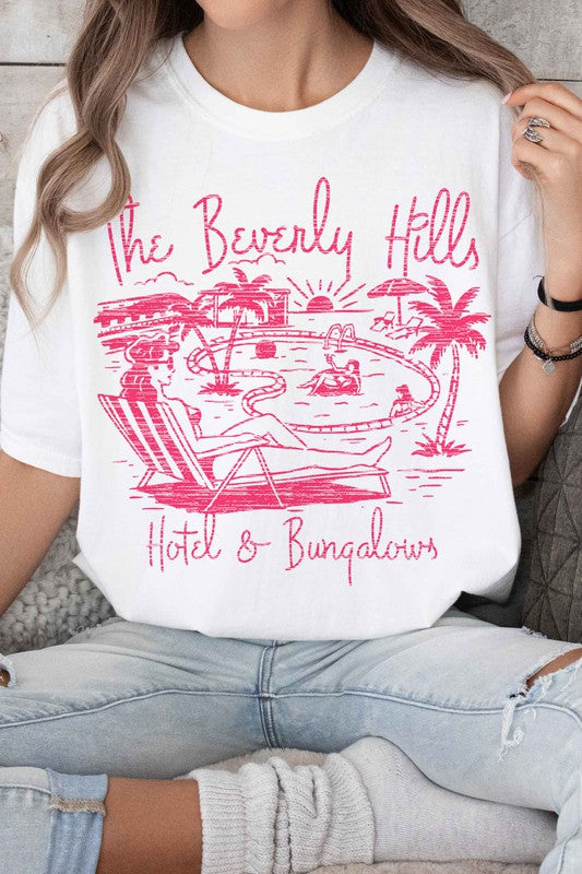 The Beverly Hills Hotel & Bunglaows Vintage Graphic Cotton T-Shirt