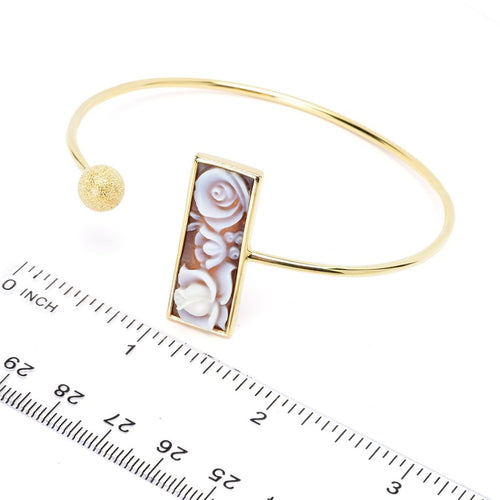 18K Gold Plated "Minima" Rose Shell Cameo Cuff Bracelet