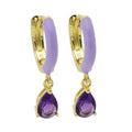 18K Gold Plated Choice of Enamel & Gemstone Charm Hoop Earrings