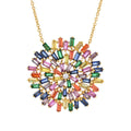 Color Crush Gold or Platinum Plated Simulated Gemstone Pendant w/ Chain
