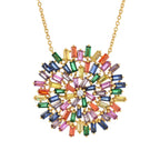 Color Crush Gold or Platinum Plated Simulated Gemstone Pendant w/ Chain