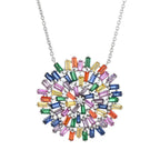 Color Crush Gold or Platinum Plated Simulated Gemstone Pendant w/ Chain