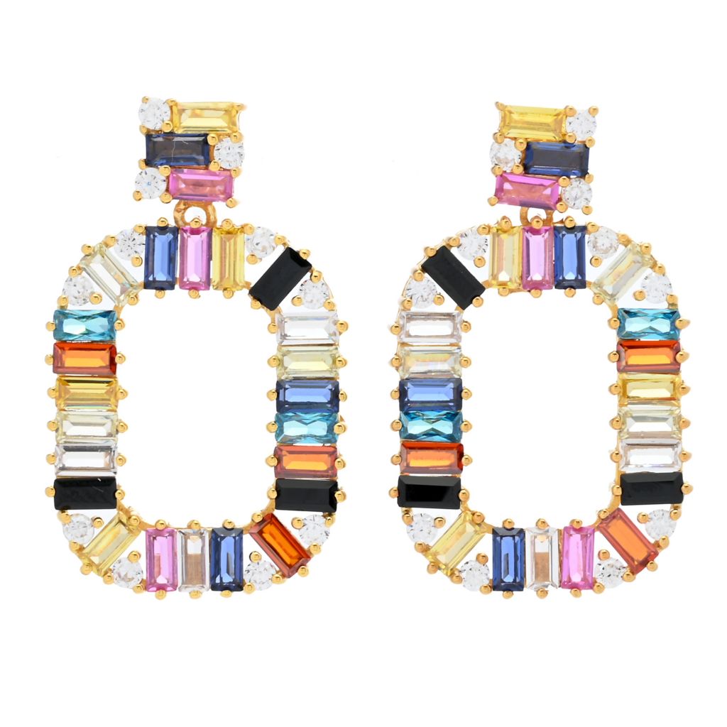 Color Crush Gem Baguette Open Drop Earrings