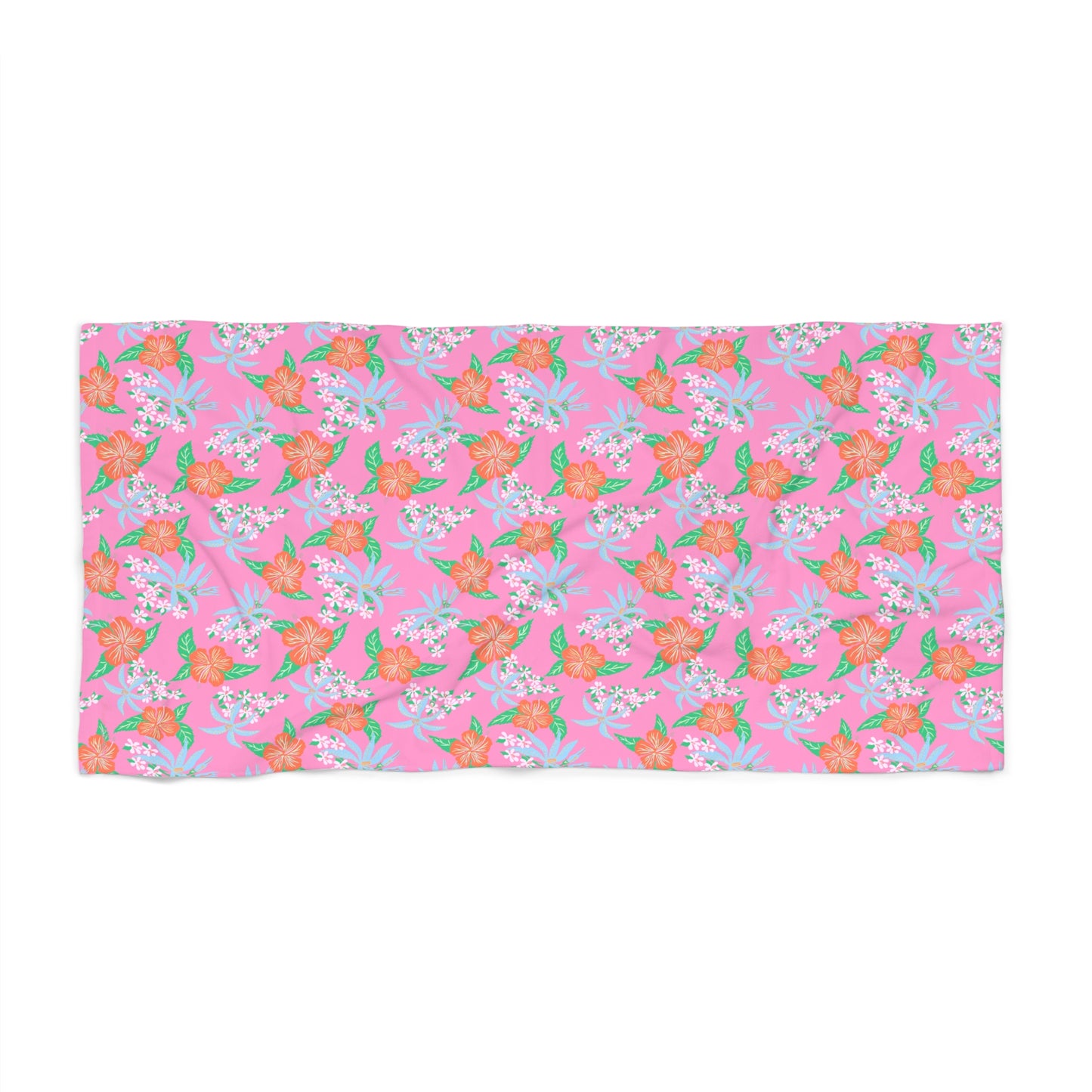 Arden Pink Tropical Hibiscus Beach & Bath Towel