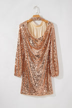 Harper Backless Sequin Mock Neck Long Sleeve Mini Dress