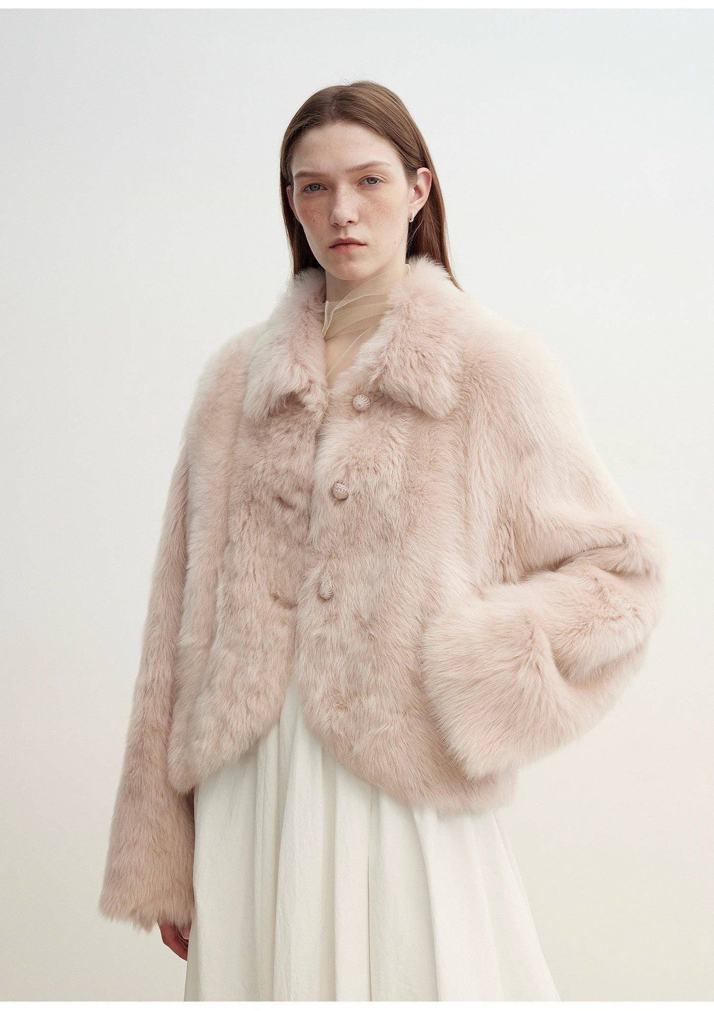Autumn Secret Faux Fur Cropped Jacket in Ballet Pink | Fireladyfur