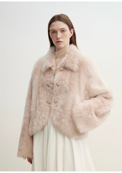 Autumn Secret Faux Fur Cropped Jacket in Ballet Pink | Fireladyfur