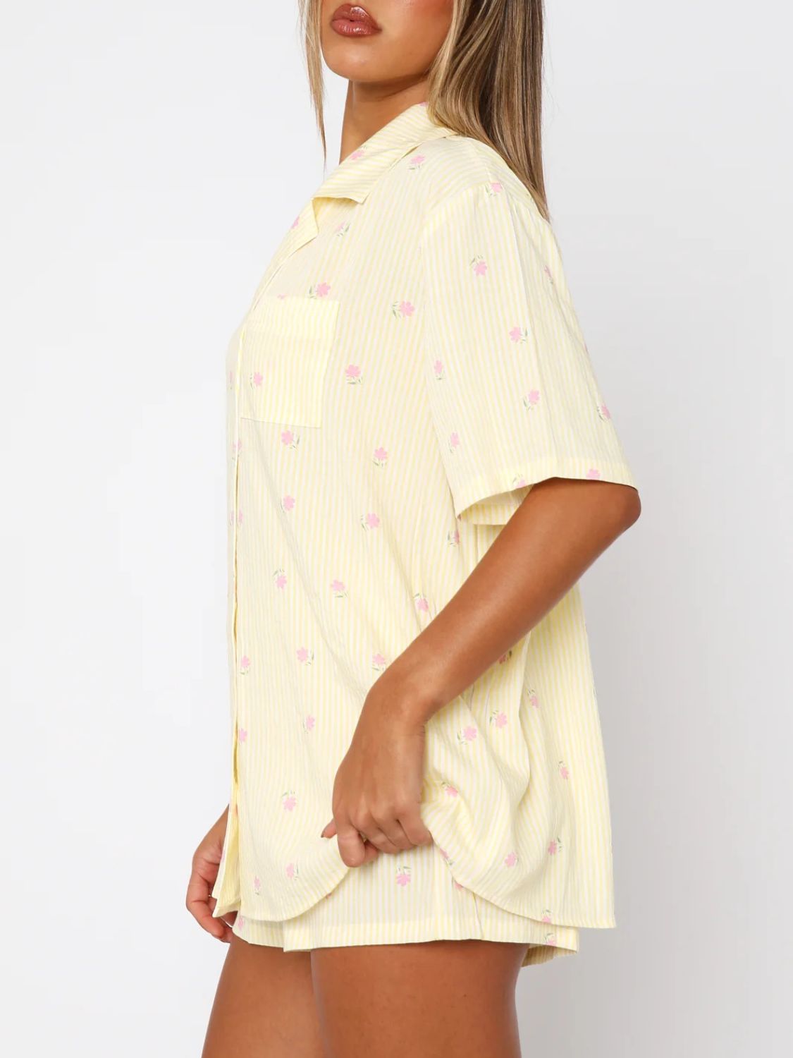 Saint Val Button Down Top and Shorts Pajama Set | 4 Colors | Poundton