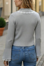 Lace Trim  Knit Cardigan