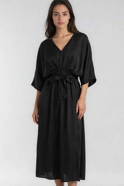 Satin Kimono Style Maxi Dress | Miss Sparkling