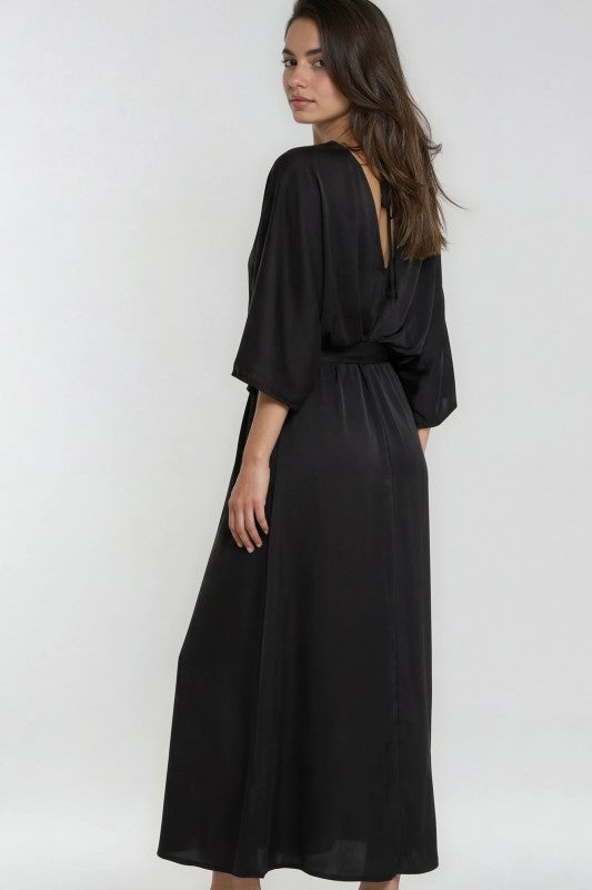 Satin Kimono Style Maxi Dress | Miss Sparkling