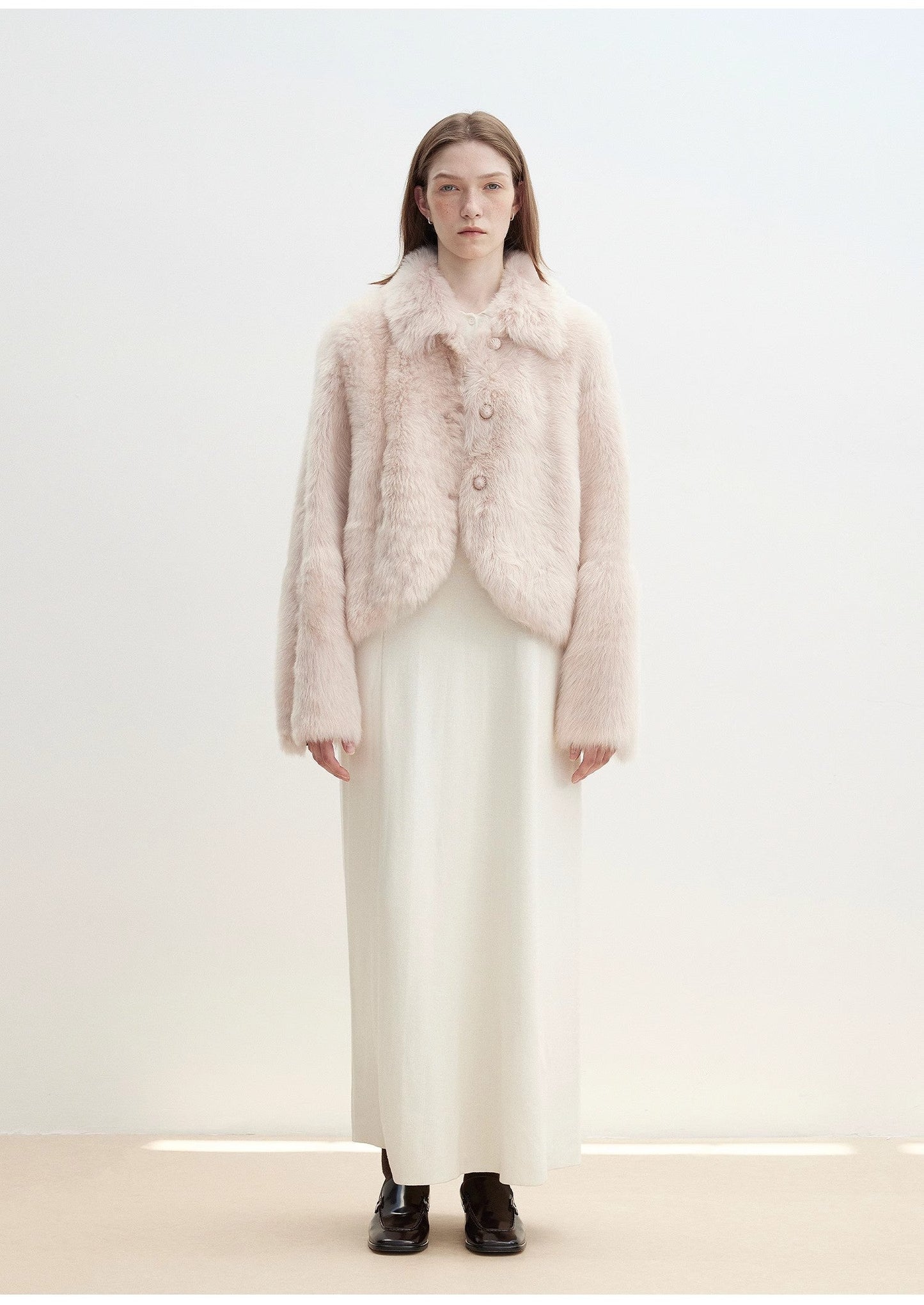Autumn Secret Faux Fur Cropped Jacket in Ballet Pink | Fireladyfur