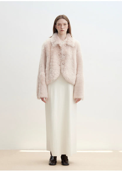 Autumn Secret Faux Fur Cropped Jacket in Ballet Pink | Fireladyfur