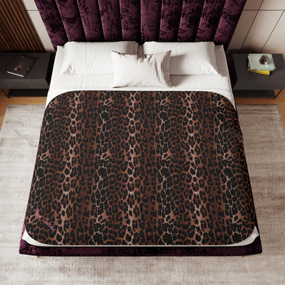 Ultra Fuzz OG Leopard Print Sherpa Blanket — Reversible Two‑Tone Cozy Throw | Pinup Couture