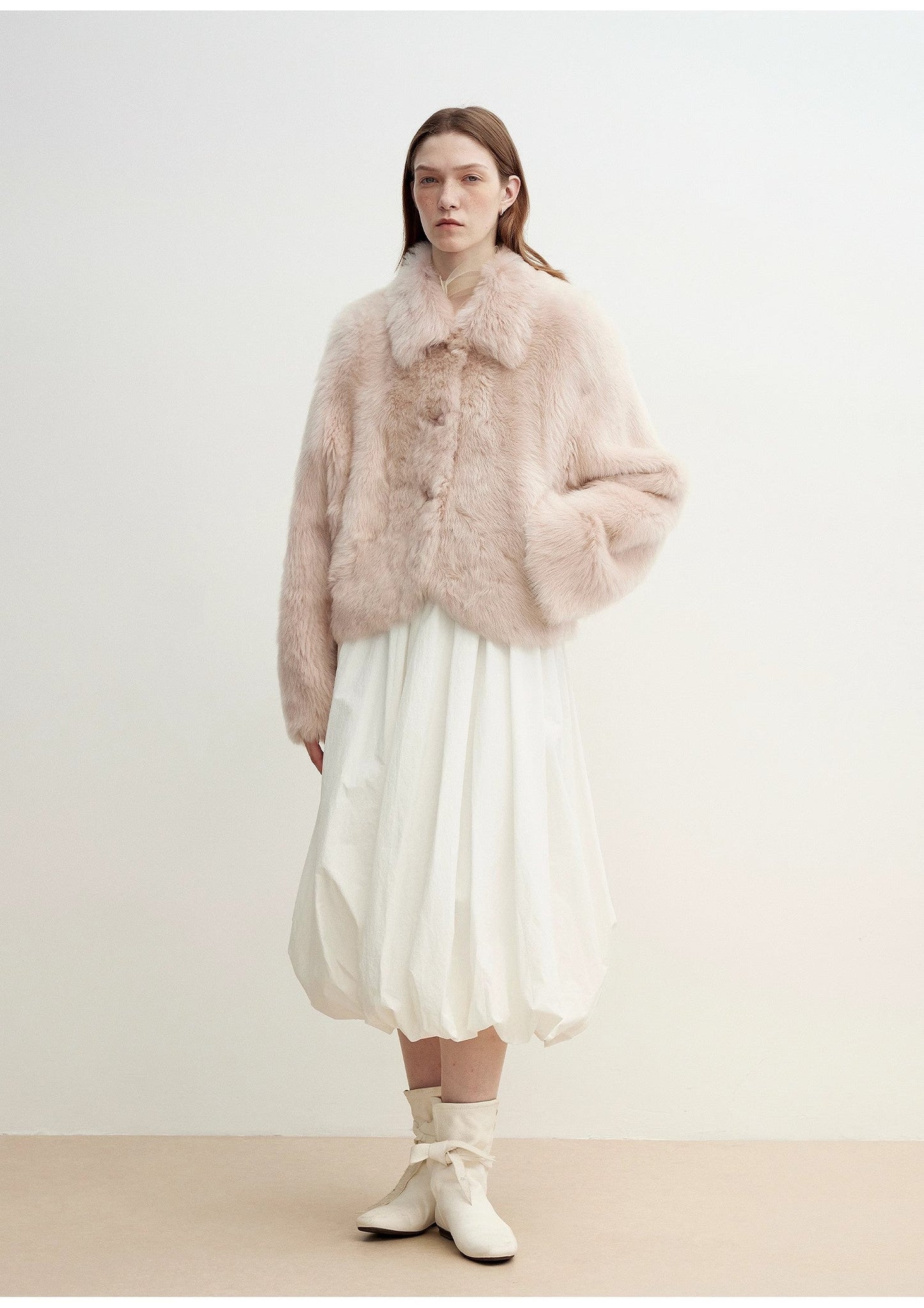 Autumn Secret Faux Fur Cropped Jacket in Ballet Pink | Fireladyfur