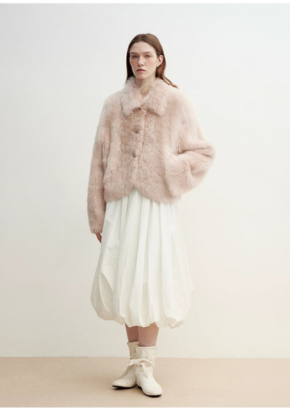 Autumn Secret Faux Fur Cropped Jacket in Ballet Pink | Fireladyfur
