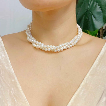 Three Strands Genuine Freshwater Pearl Necklace | Ellison and Young