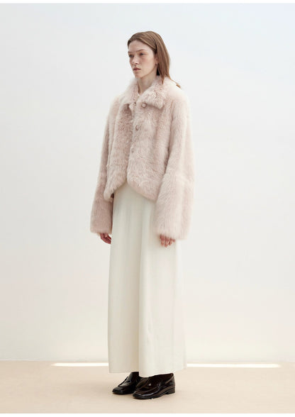 Autumn Secret Faux Fur Cropped Jacket in Ballet Pink | Fireladyfur