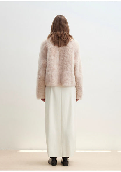 Autumn Secret Faux Fur Cropped Jacket in Ballet Pink | Fireladyfur