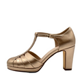 Francine T-Strap Heels in Gold, Black, White, or Silver