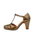 Mulberry Metallic T-Strap Heels in bronze by Pinup Girl Clothing
