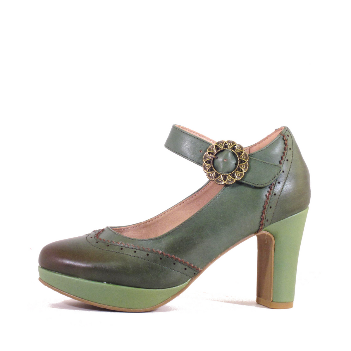 Dossier Mary Jane Heels in green by Pinup Girl Clothing