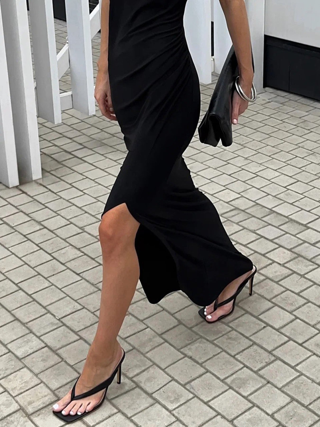 Sleeveless round-neck maxi dress with a slit, for a night out, by Pinup Girl Clothing, XS to 4X.