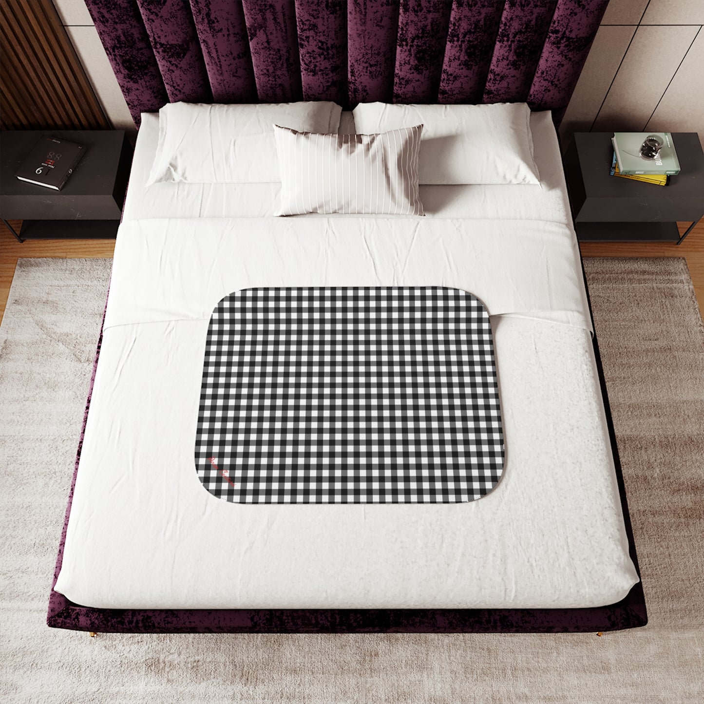 Ultra Fuzz Black Gingham Sherpa Blanket — Reversible Two‑Tone Cozy Throw | Pinup Couture