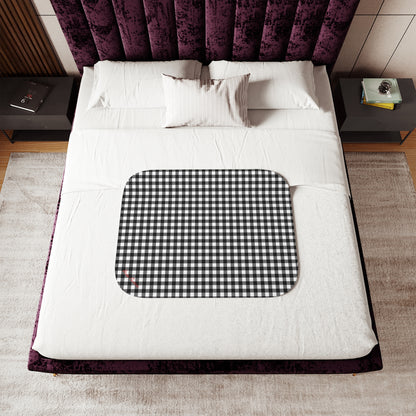 Ultra Fuzz Black Gingham Sherpa Blanket — Reversible Two‑Tone Cozy Throw | Pinup Couture