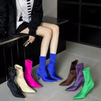 Siren pointed toe stretch sock boots in all seven colors