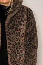 Alessia Full Size Leopard Furry Collared Neck Long Sleeve Coat | 5 Colors