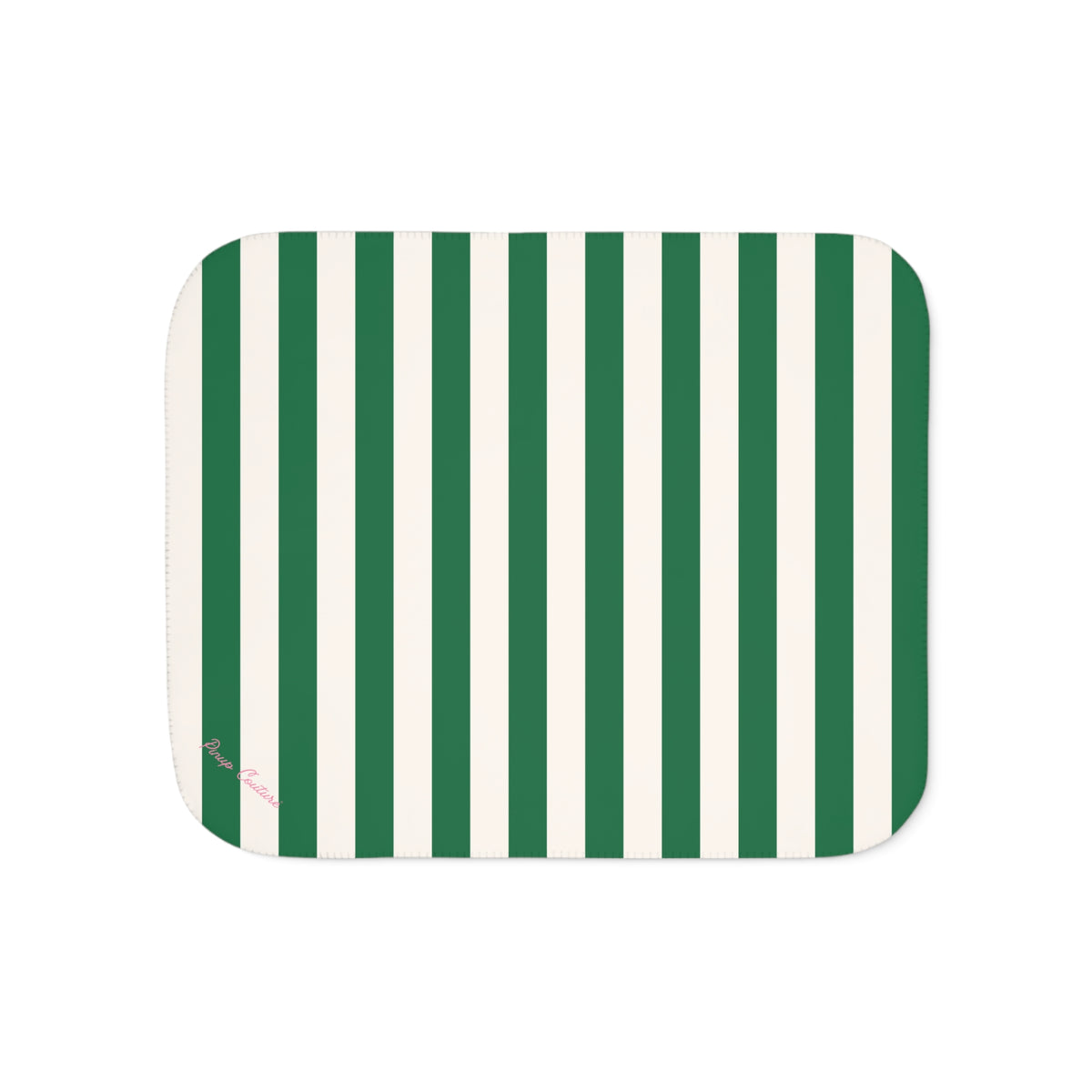 Ultra Fuzz Green and White Mark Stripe Print Sherpa Blanket ��� Reversible Two���Tone Cozy Throw
