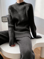 Sofia Mock Neck Raglan Sleeve Top and Pants Sweater Set | 4 Colors
