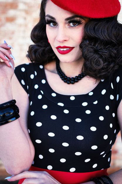 Boat Neck Top in Polka Dots | Retrolicious
