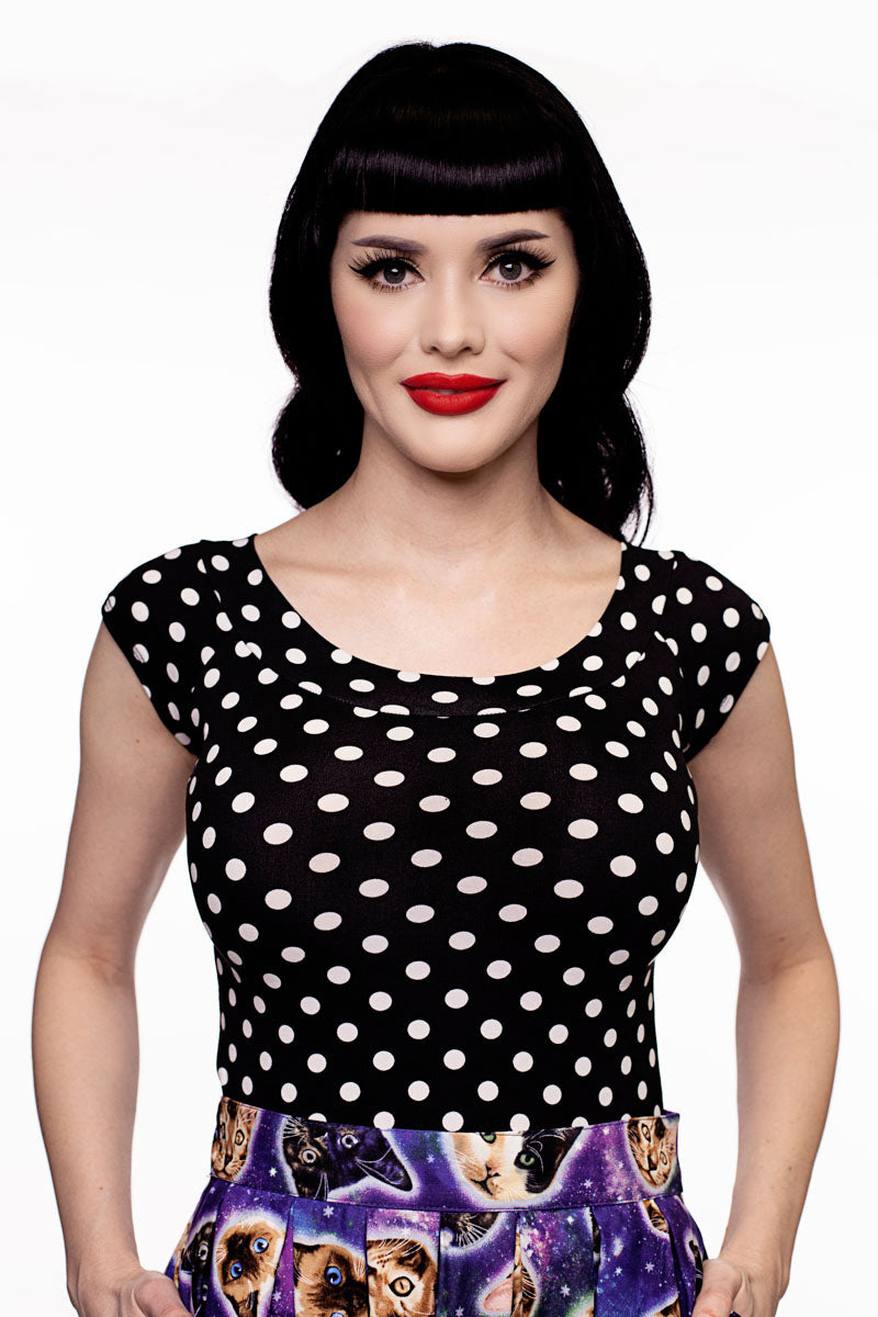 Boat Neck Top in Polka Dots | Retrolicious