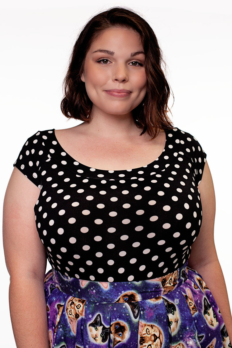 Boat Neck Top in Polka Dots | Retrolicious