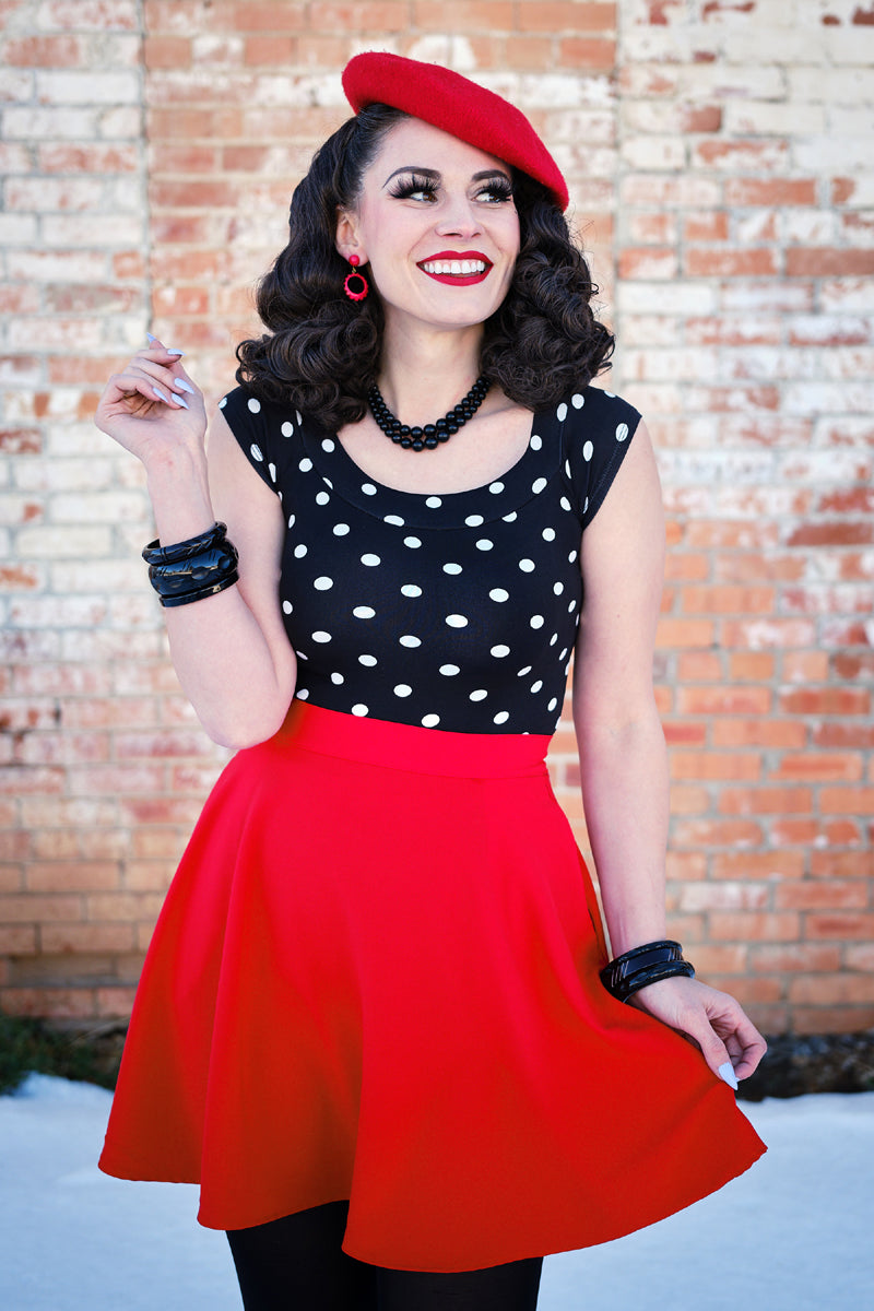 Boat Neck Top in Polka Dots | Retrolicious