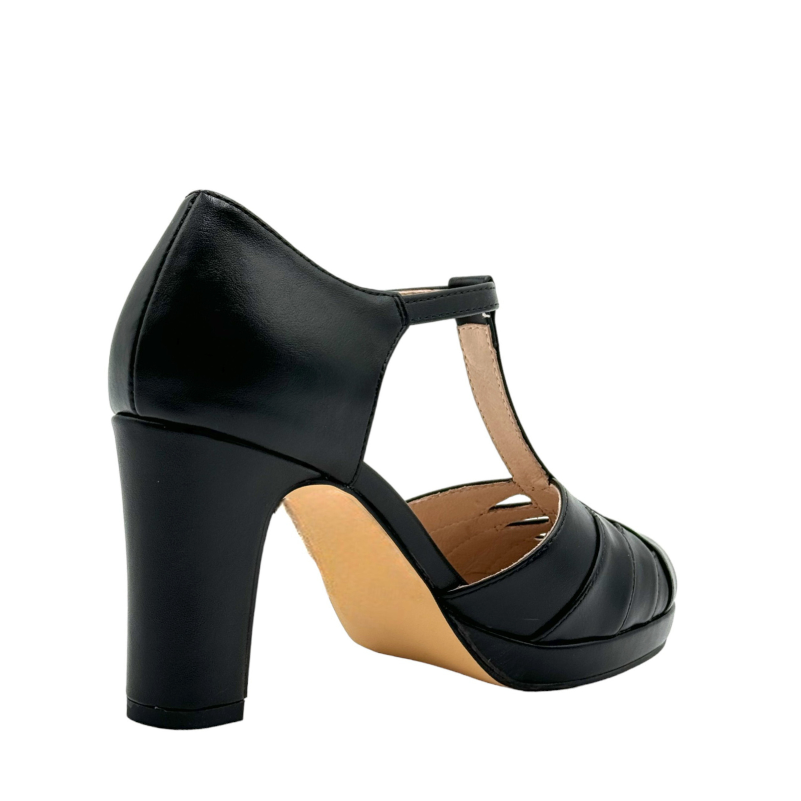 Francine T-Strap Heels in Gold, Black, White, or Silver