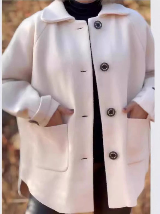Matinee button-front raglan coat in ivory white by Pinup Girl Clothing