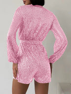 Spark Tie Waist Long Sleeve Romper | 7 Colors