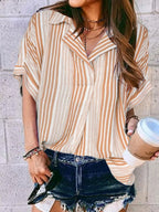 Weekender collared half sleeve shirt in orange stripe