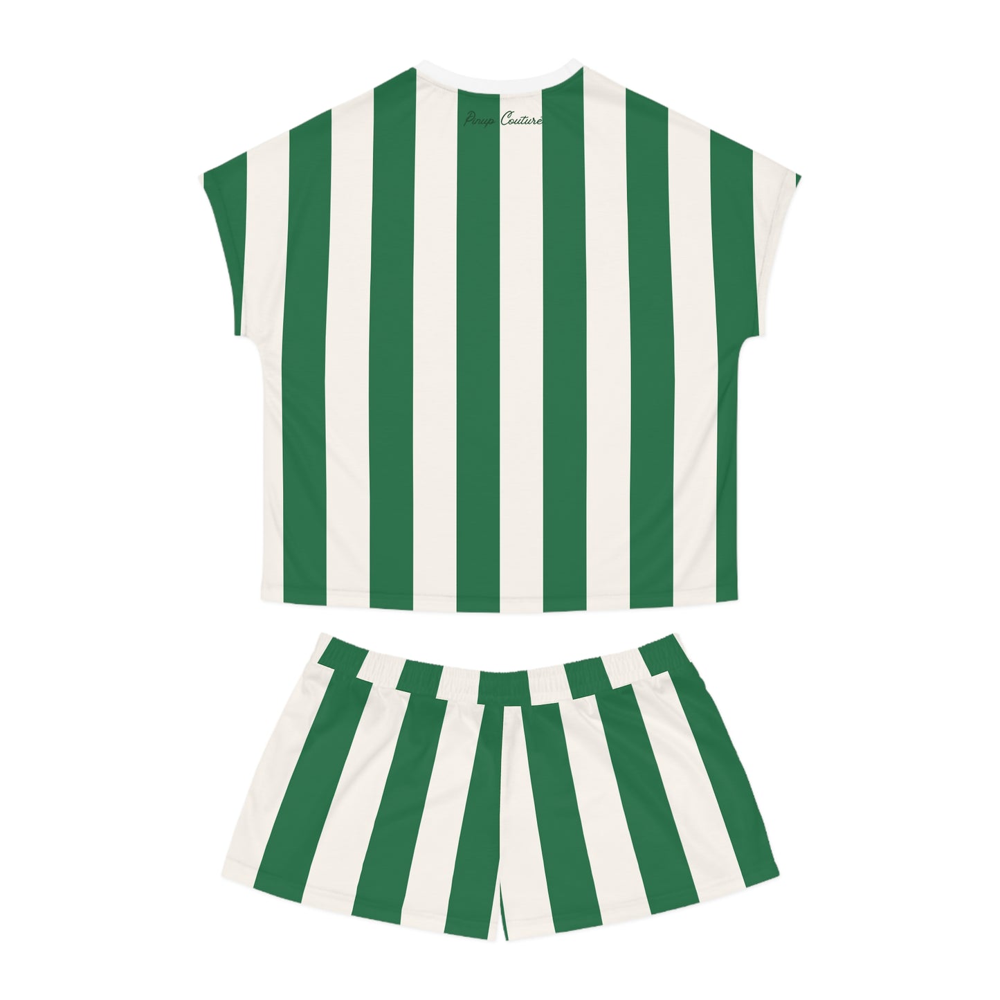 TGIF Sleepover Pajama Set in Green and White Mark Stripe | Pinup Couture Relaxed