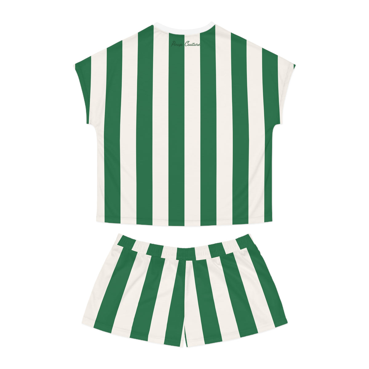 TGIF Sleepover Pajama Set in Green and White Mark Stripe
