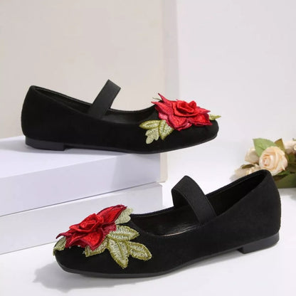 Posy square-toe flats in black by Pinup Girl Clothing