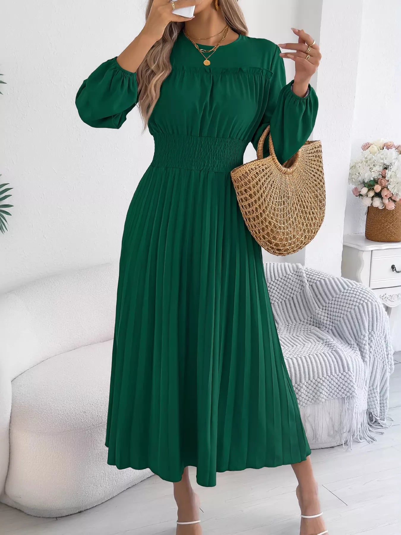 waist defined midi dress Waist-Defined Midi Dress