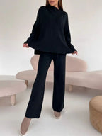 Gabriella Slit Mock Neck Top and Pants Sweater Set | 4 Colors