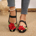 Posy square-toe flats in black by Pinup Girl Clothing