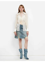 Hazy Moonlight Silk Chiffon Tie-Front Blouse | 2 Colors