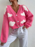 Fluffy Cloud cropped knit cardigan in deep rose pink by Pinup Girl Clothing